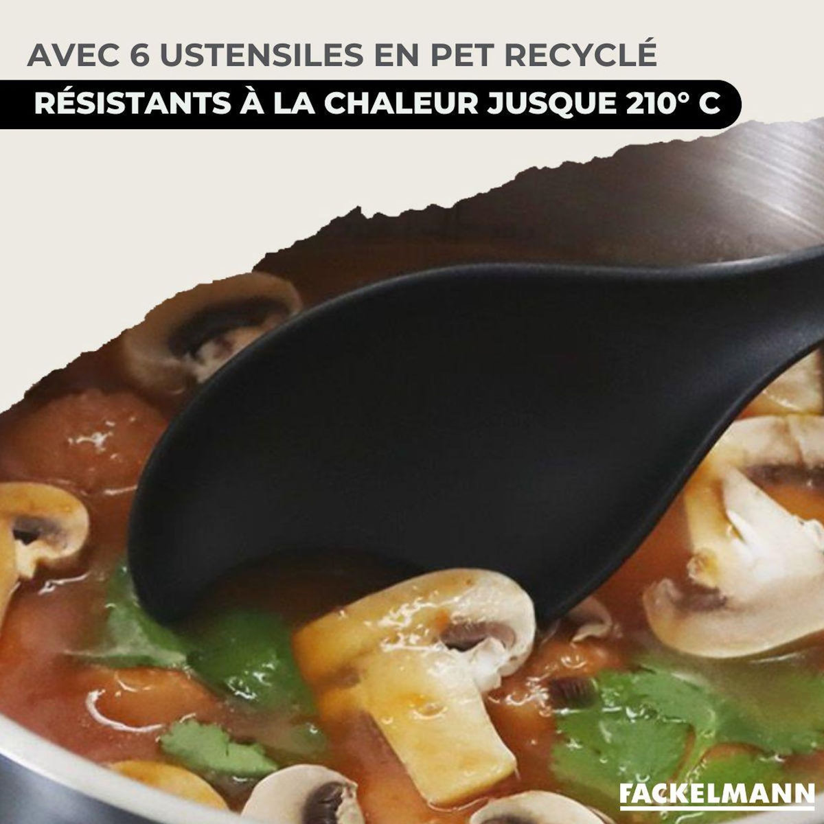 Fackelmann Lot 2 Poêles 20/24cm et 3 Faitouts 16/20/24cm Fackelmann Etherna avec 5 ustensiles