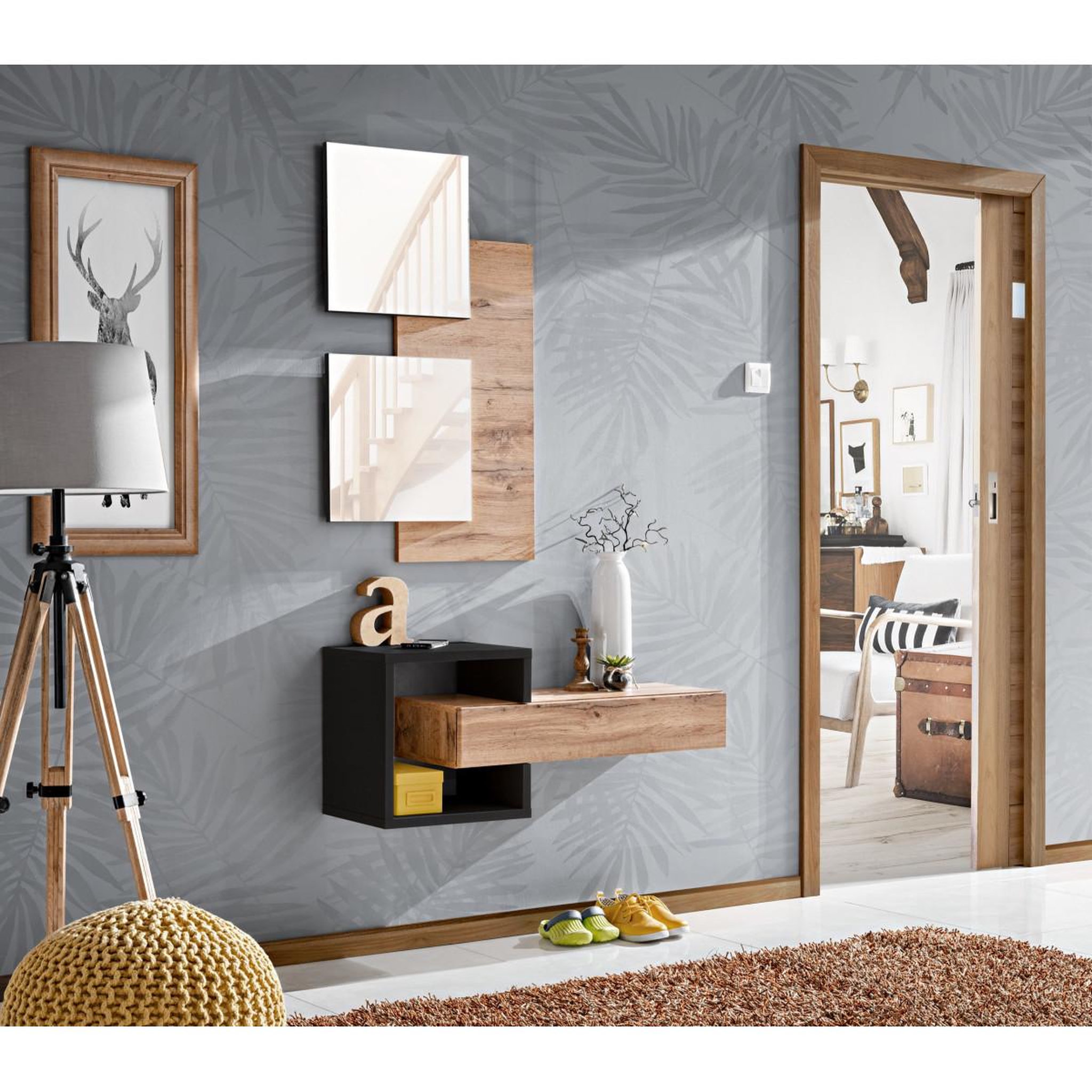 Voir la diapositive 2 : Paris Prix Étagère murale & tiroir  easy  100cm noir