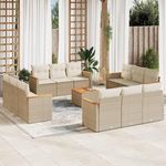 VIDAXL Salon de jardin avec coussins 13 pcs beige resine tressee