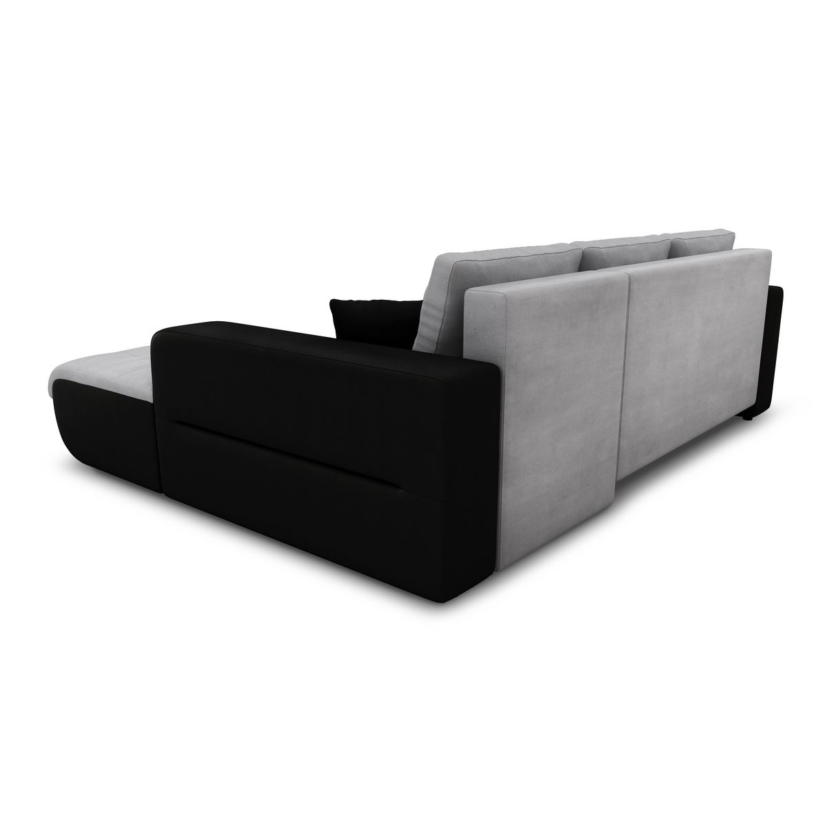 Canapé d'angle droit convertible CLELIA, 4 places, tissu microfibre gris PU blanc ou noir