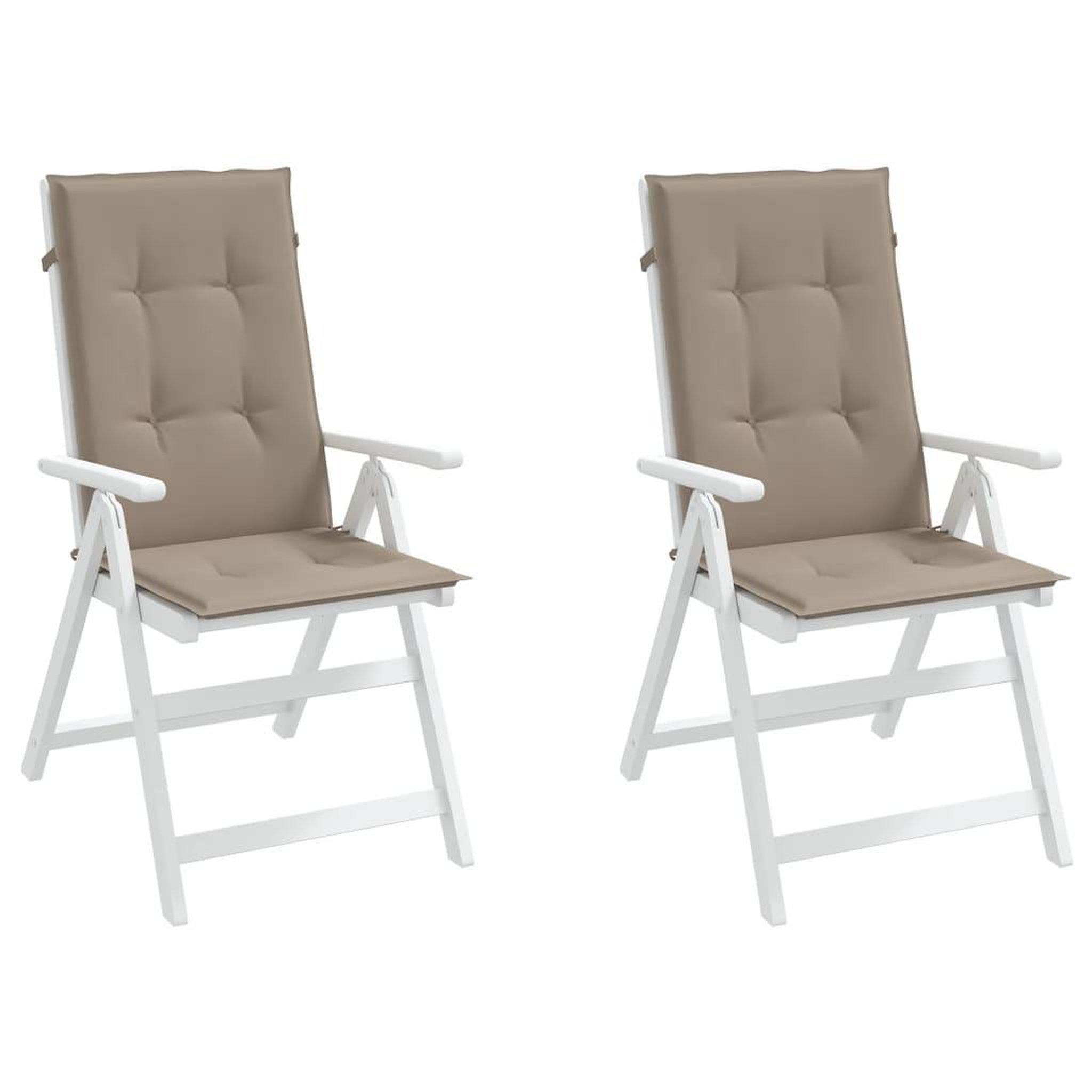 Voir la diapositive 4 : VIDAXL Coussins de chaise de jardin dossier haut lot de 2 taupe tissu