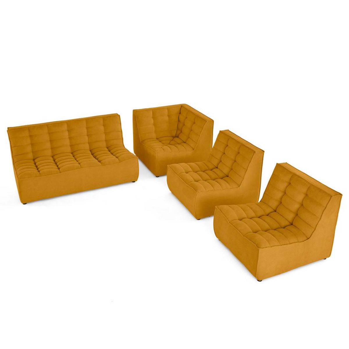 LISA DESIGN Ellie - canapé modulable d'angle réversible 5 places en velours texturé