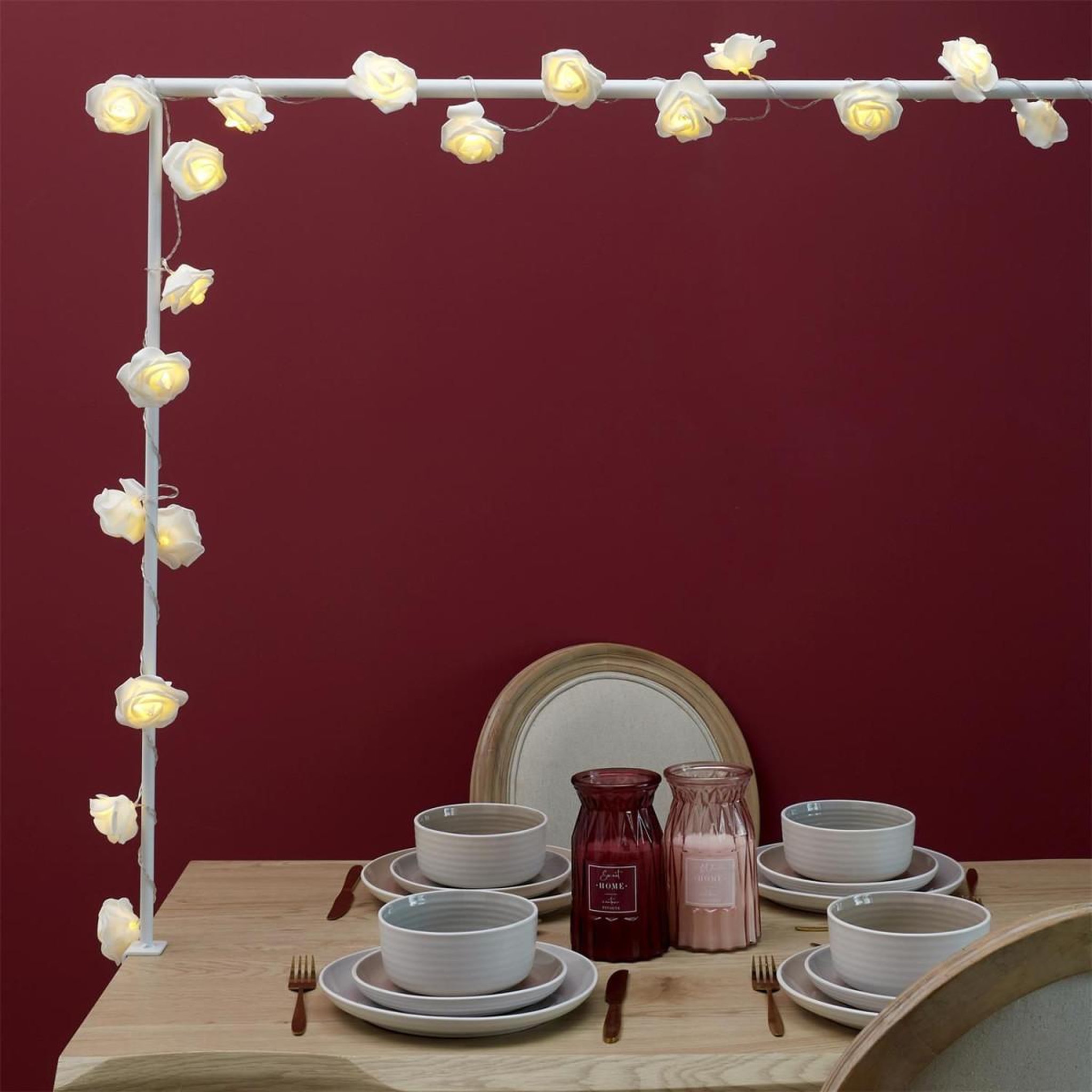 Voir la diapositive 4 : The Home Deco Factory Guirlande lumineuse 10 led  rose  180cm blanc