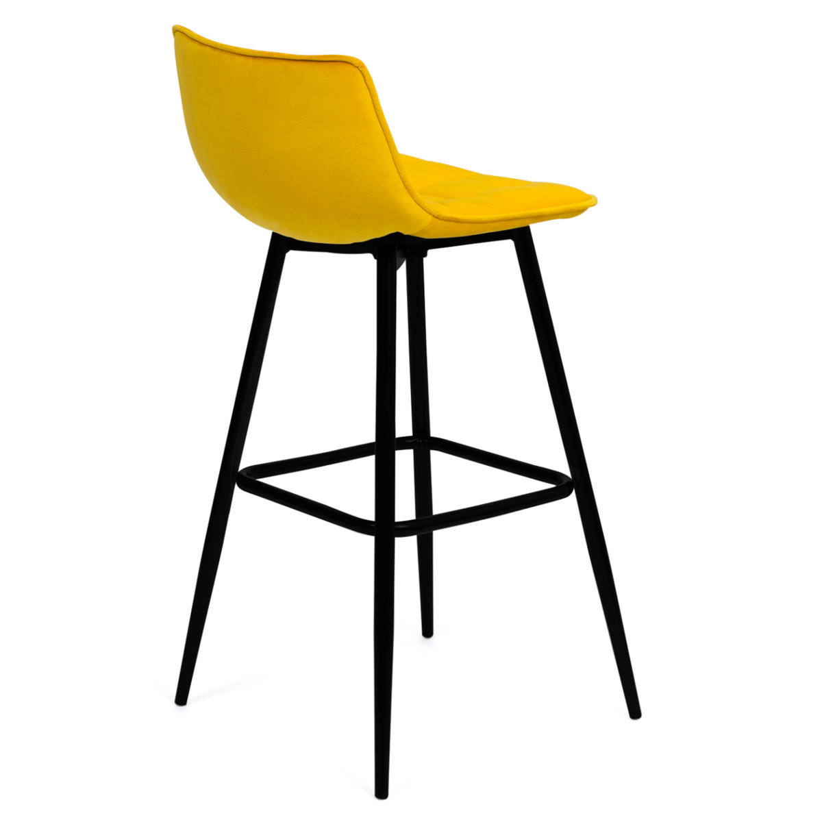 ID MARKET Lot de 4 tabourets de bar MADY en velours mix color bleu, gris clair, gris foncé, jaune