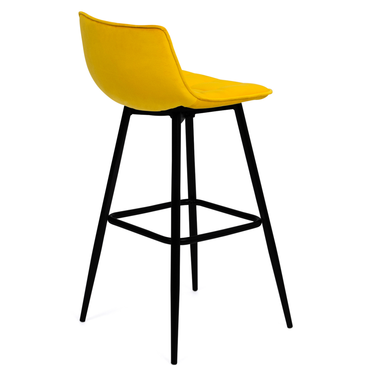 ID MARKET Lot de 4 tabourets de bar MADY en velours mix color bleu, gris clair, gris foncé, jaune