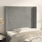 VIDAXL Tete de lit avec oreilles Gris clair 93x16x118/128 cm Velours