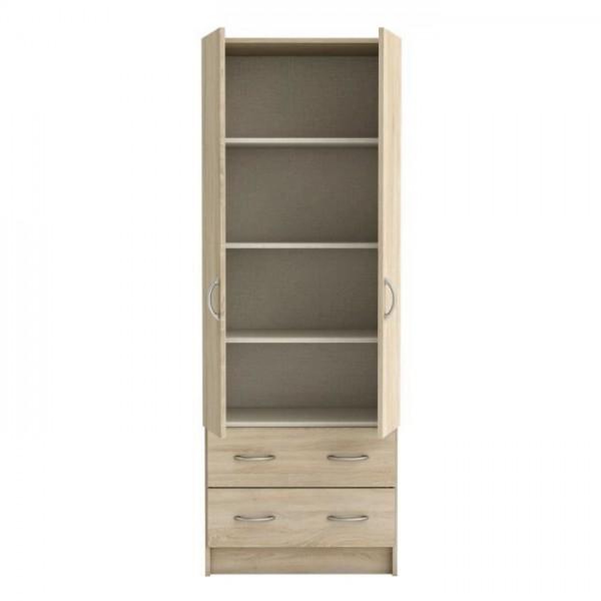 Voir la diapositive 3 : Demeyere DEMEYERE Armoire - Décor chene brossé - 2 portes et 2 tiroirs - Classique - Chambre - L 61 cm - DUAL
