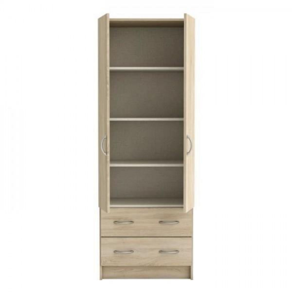 Demeyere DEMEYERE Armoire - Décor chene brossé - 2 portes et 2 tiroirs - Classique - Chambre - L 61 cm - DUAL