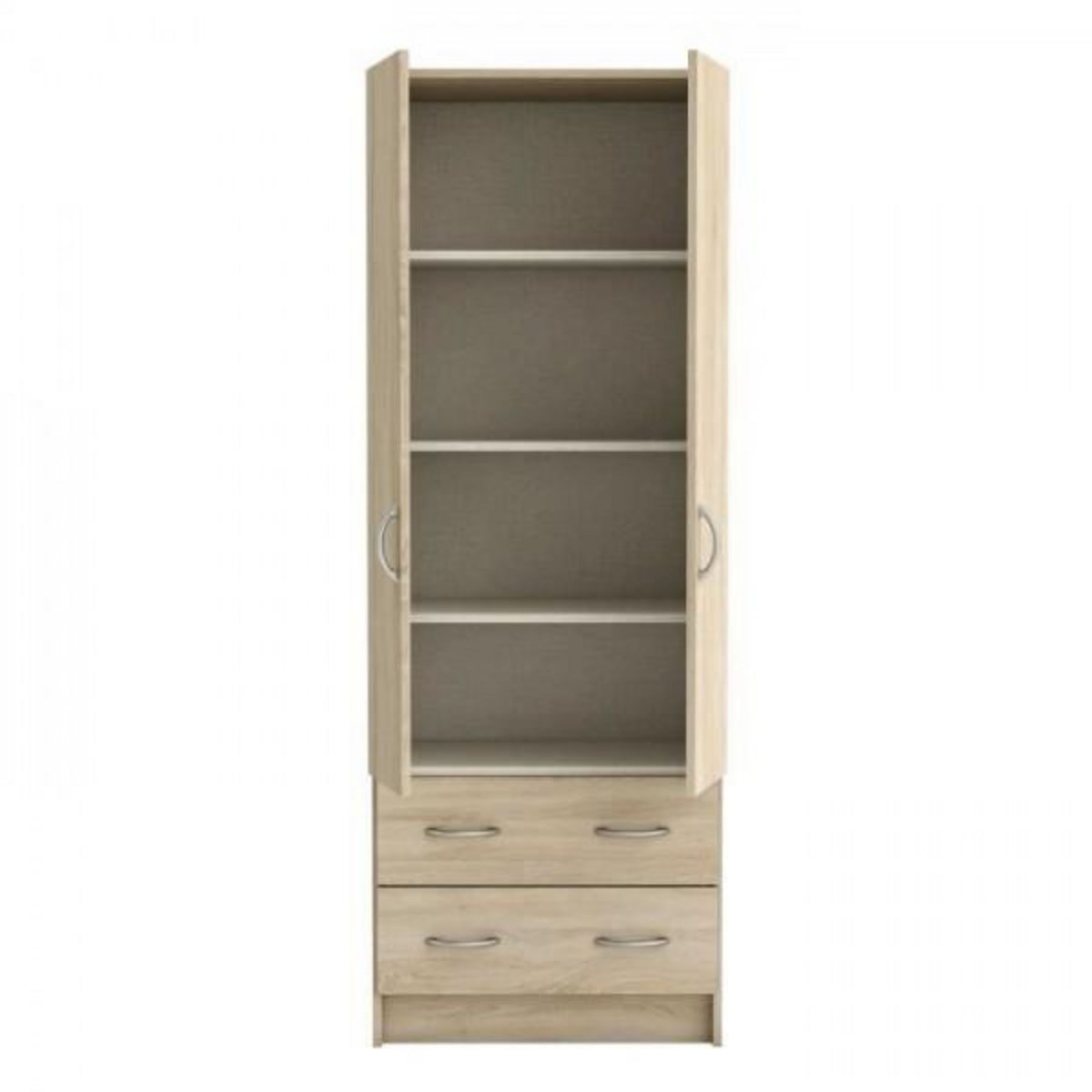 Demeyere DEMEYERE Armoire - Décor chene brossé - 2 portes et 2 tiroirs - Classique - Chambre - L 61 cm - DUAL