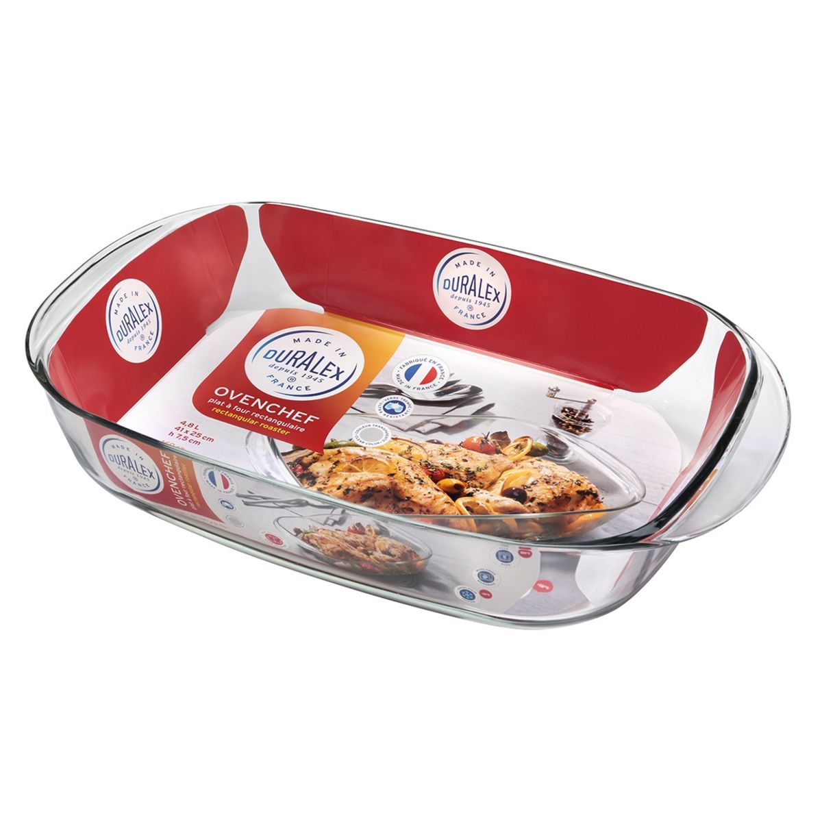 DURALEX Plat à four en verre 41 x 25 cm