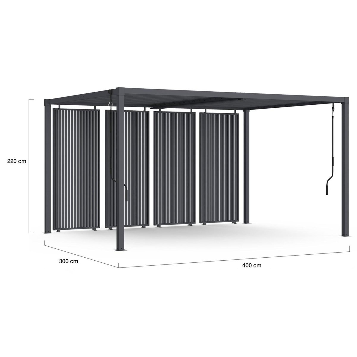 ID MARKET Pergola bioclimatique lames orientables acier 3x4 M avec persiennes verticales gris anthracite