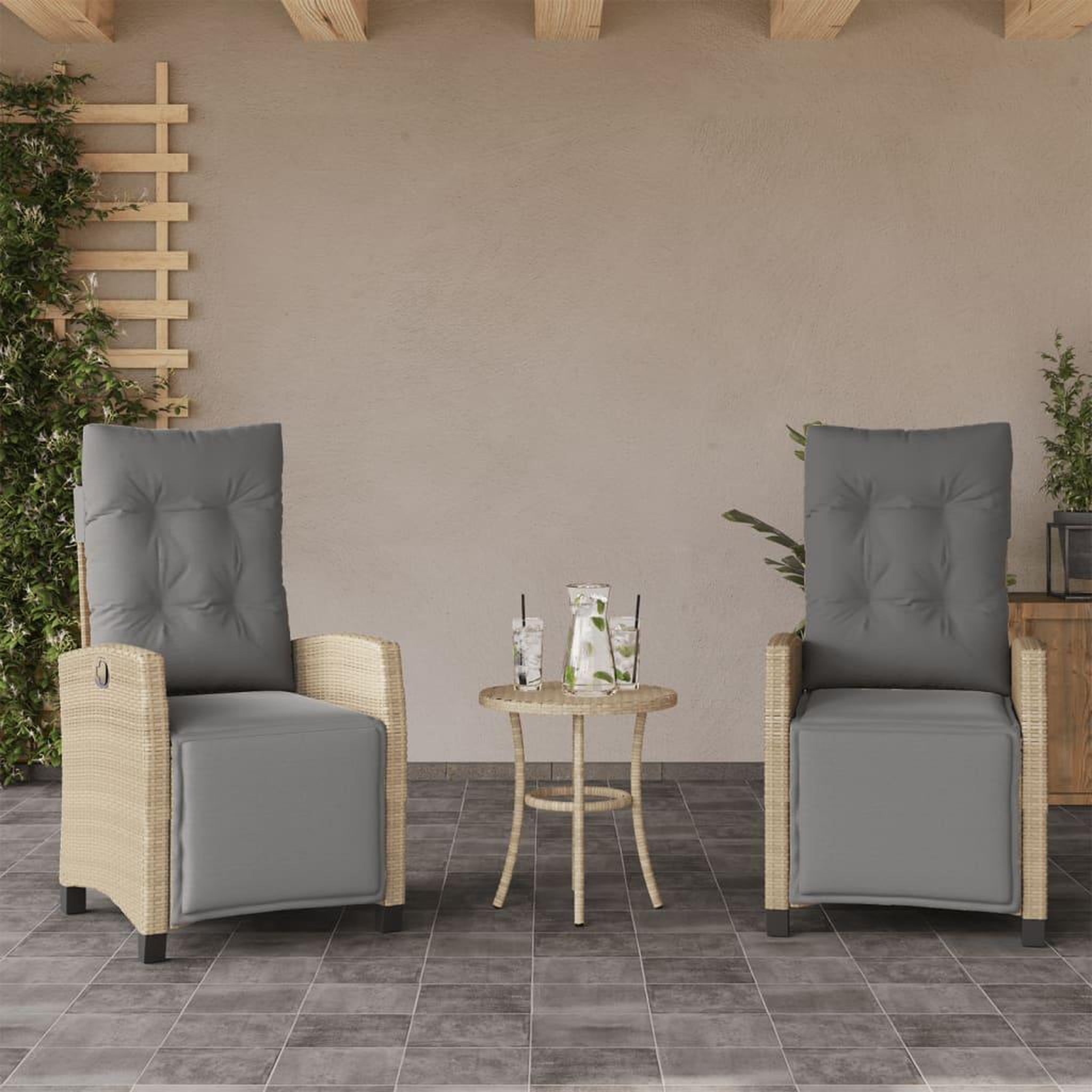 VIDAXL Chaises inclinables de jardin lot de 2 avec repose-pied rotin