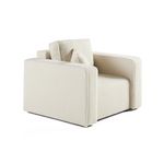 BEST MOBILIER Topaze - fauteuil - en tissu bouclette. Coloris disponibles : Beige, Vert, Marron, Gris, Orange