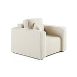 BEST MOBILIER Topaze - fauteuil - en tissu bouclette. Coloris disponibles : Orange, Vert, Marron, Gris, Beige