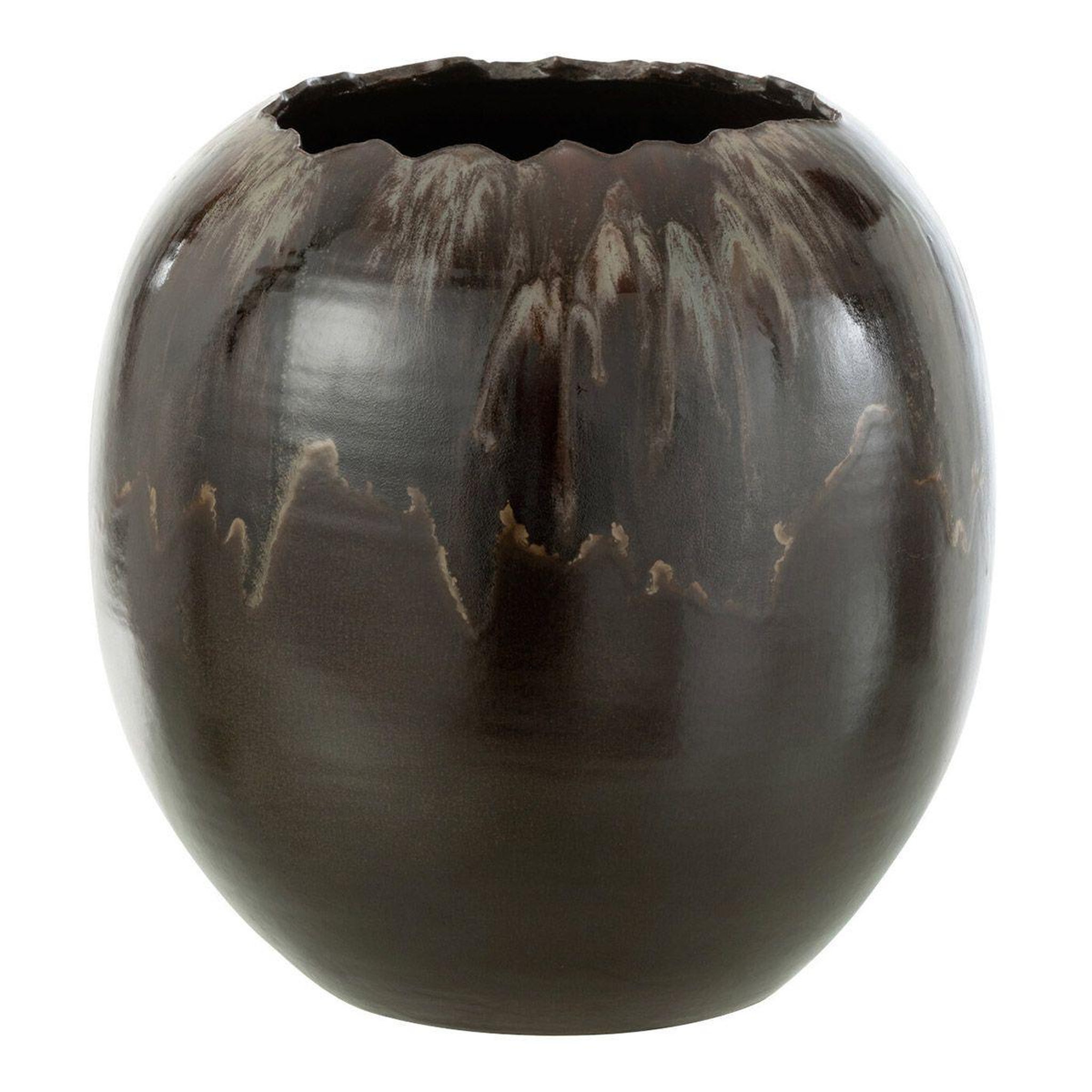 J-LINE Cache-Pot en Céramique  Jaisalmer  30cm Marron