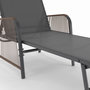 Voir la diapositive 6 : ID MARKET Lot de 2 transats de jardin inclinables RIO en acier gris anthracite, cordage effet rotin avec accoudoirs et toile grise