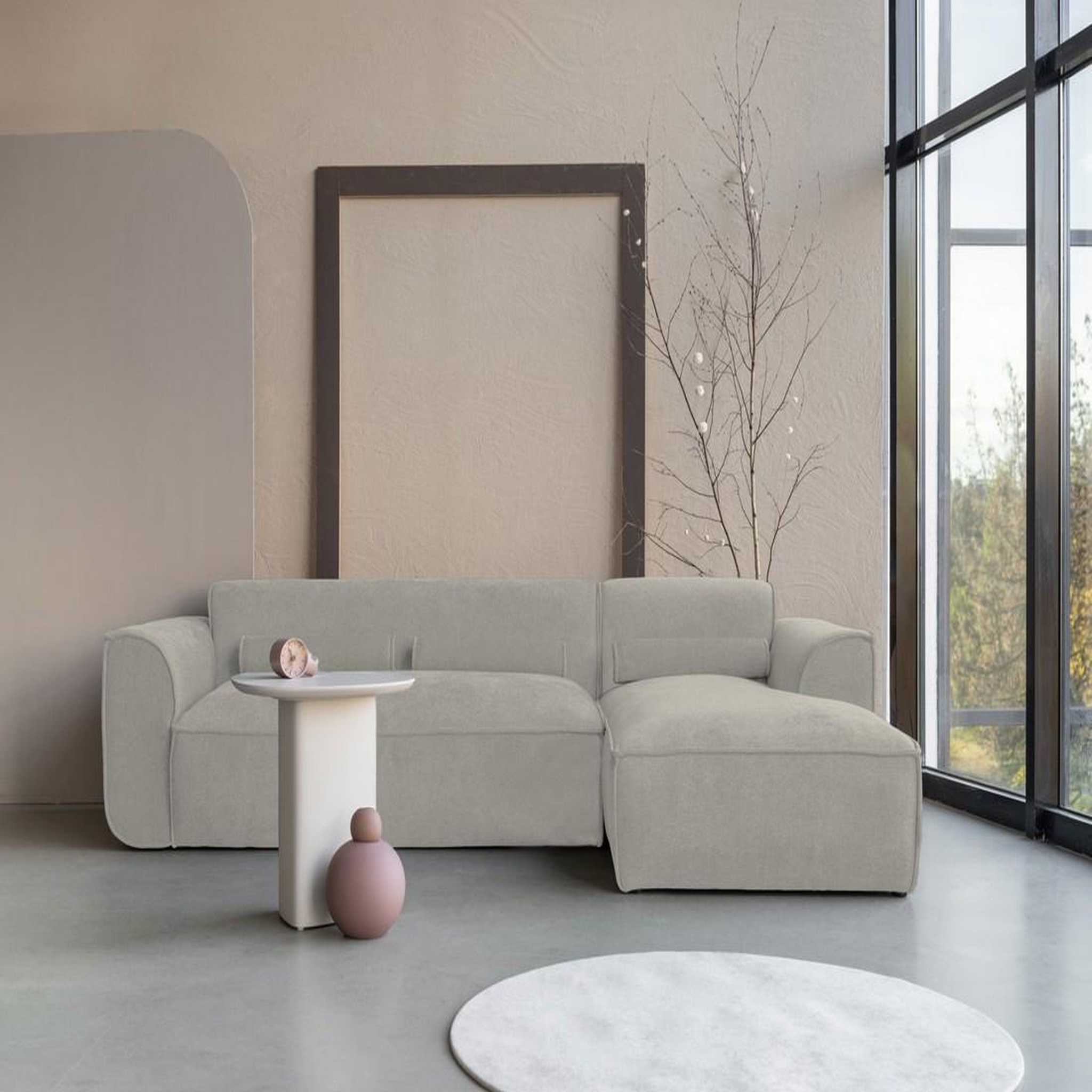 Voir la diapositive 3 : BEST MOBILIER Felix - canapé modulable d'angle droit 4 places en tissu texturé
