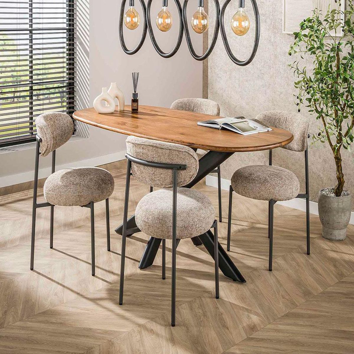 LISA DESIGN Adelia - lot de 2 chaises - pieds en métal - en tissu texturé