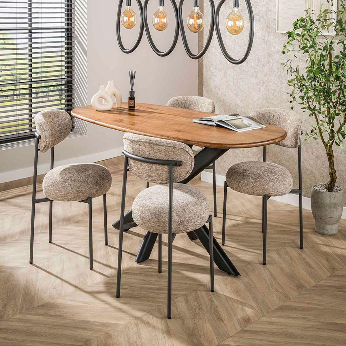 LISA DESIGN Adelia - lot de 2 chaises - pieds en métal - en tissu texturé