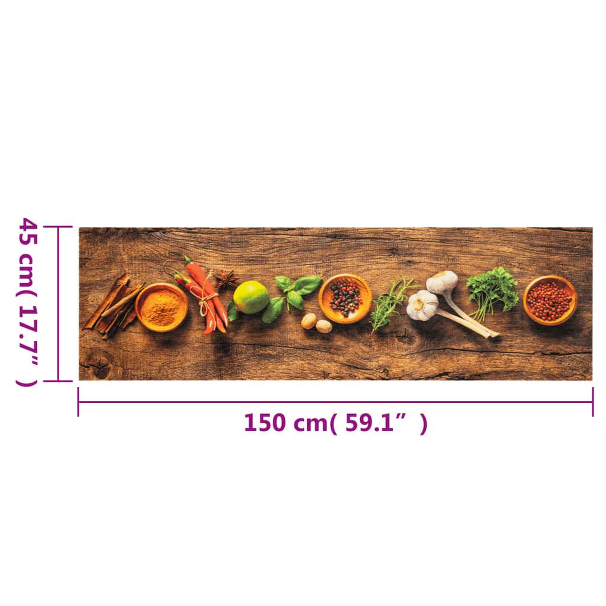 Voir la diapositive 5 : VIDAXL Tapis de cuisine lavable impression d'epices 45x150 cm velours