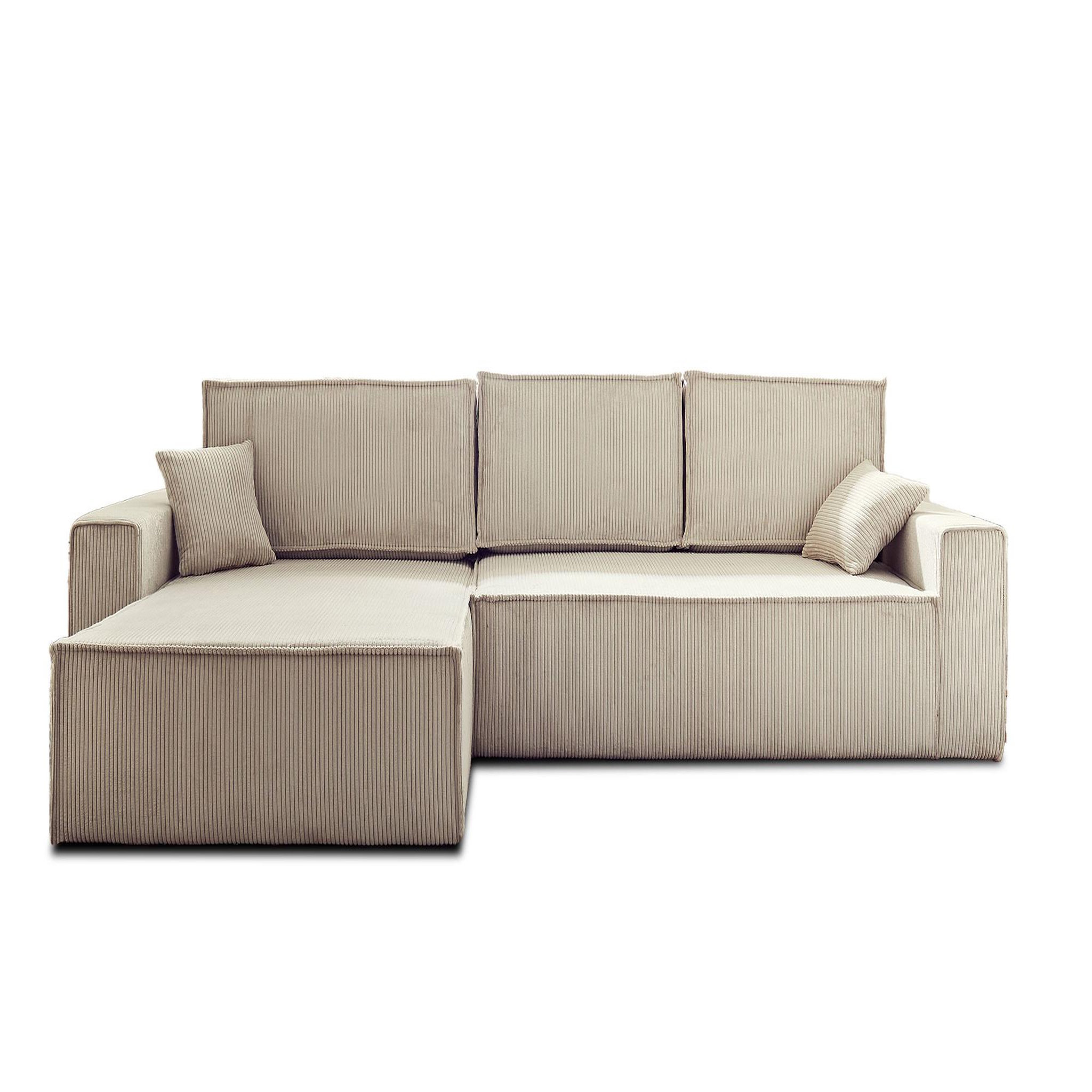 BEST MOBILIER Dellia - canapé d'angle réversible convertible - avec coffre - en velours côtelé - 4 places. Coloris disponibles : Vert, Beige, Orange, Gris, Bleu, Marron, Jaune