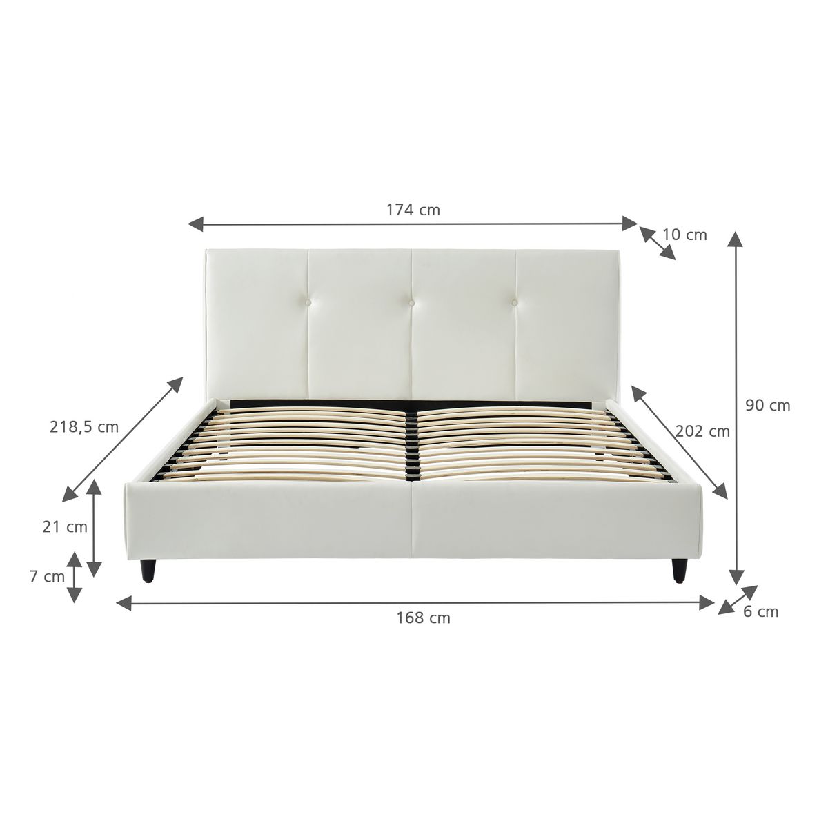 Lit double adulte avec sommier et tête de lit 160x200cm RAPHAEL