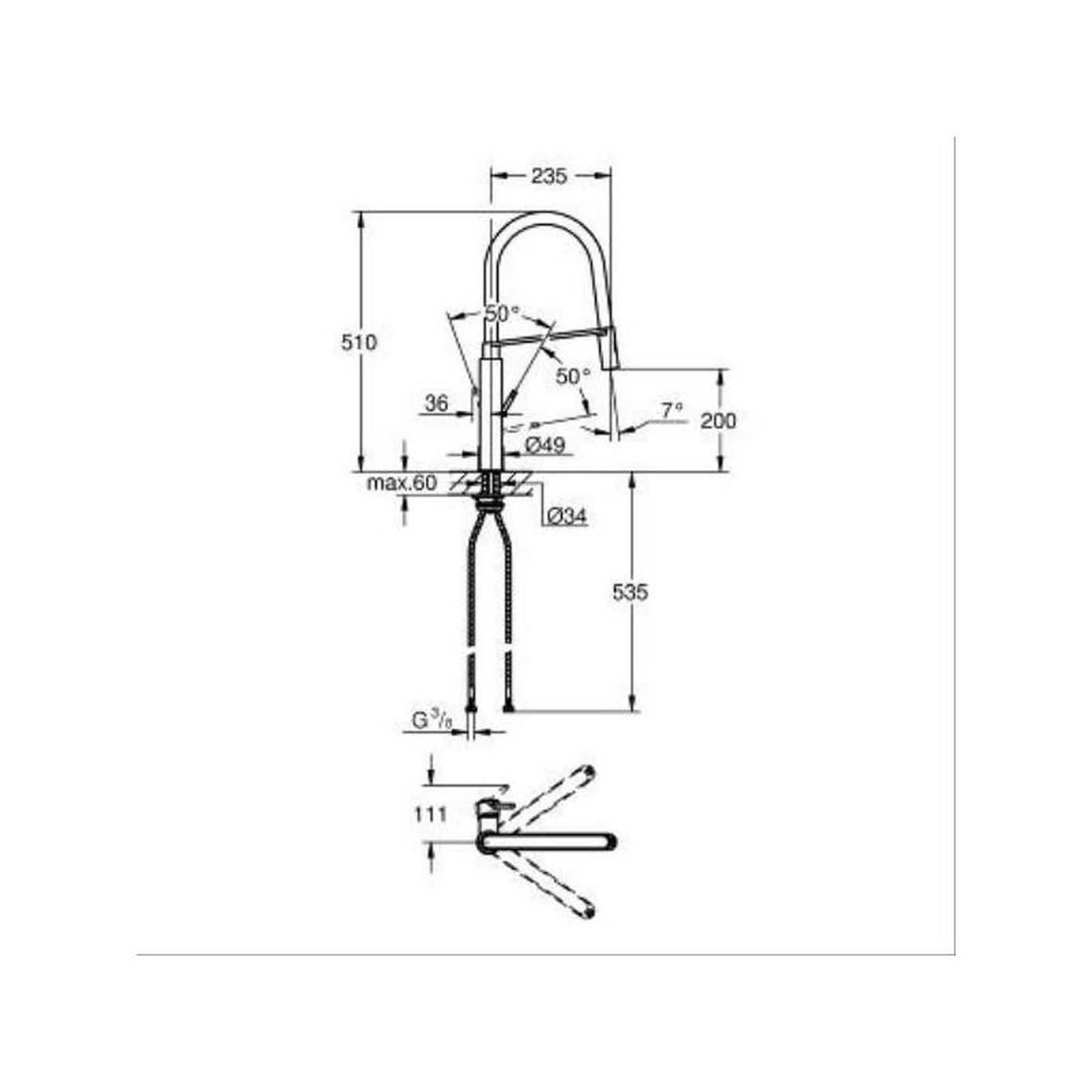 Voir la diapositive 2 : Grohe Concetto Mitigeur Évier Profi-Douche GROHE - 31491000
