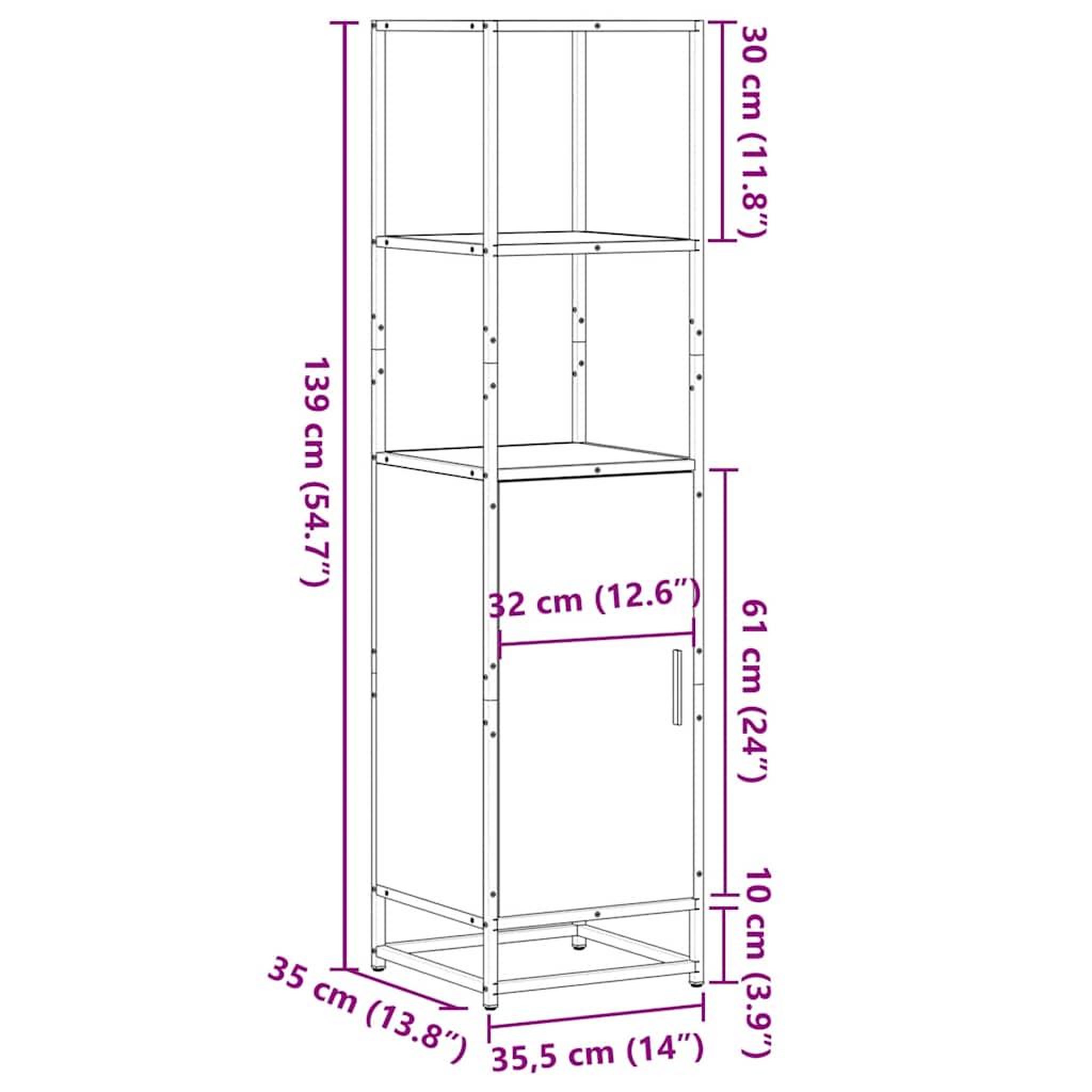 Voir la diapositive 6 : VIDAXL Buffet haut chene sonoma 35,5x35x139 cm bois d'ingenierie metal