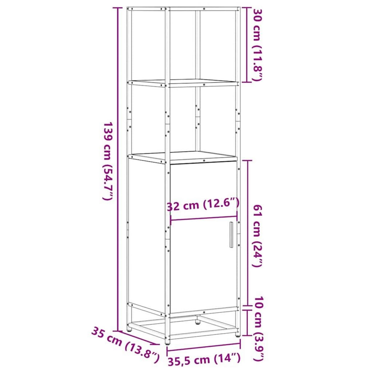 VIDAXL Buffet haut chene sonoma 35,5x35x139 cm bois d'ingenierie metal