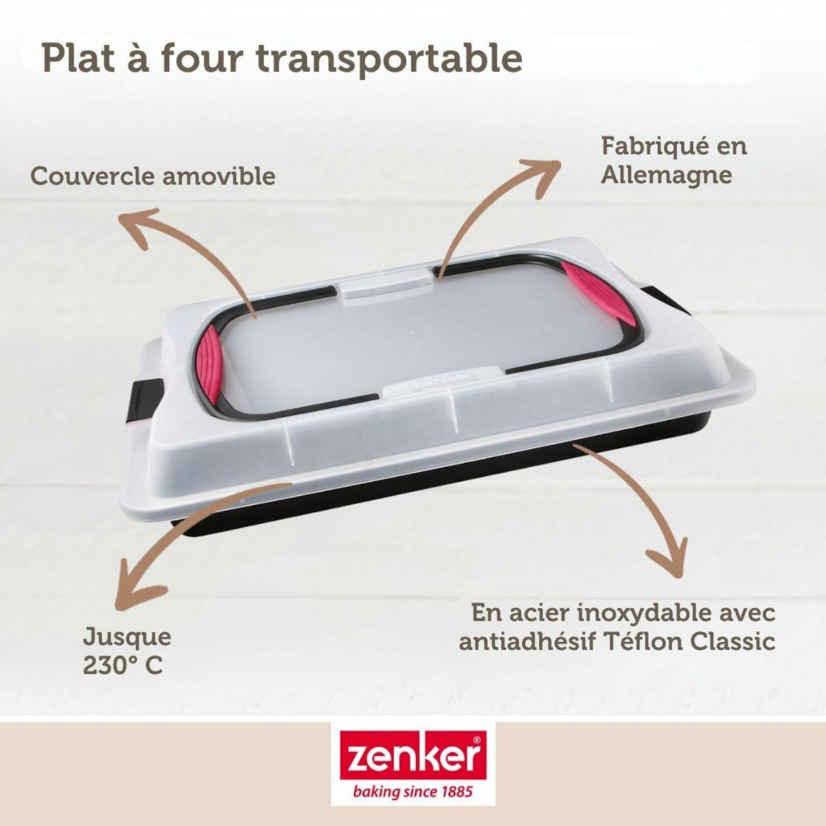 ZENKER Plaque de cuisson 42 x 29 cm avec couvercle Zenker Special To Go