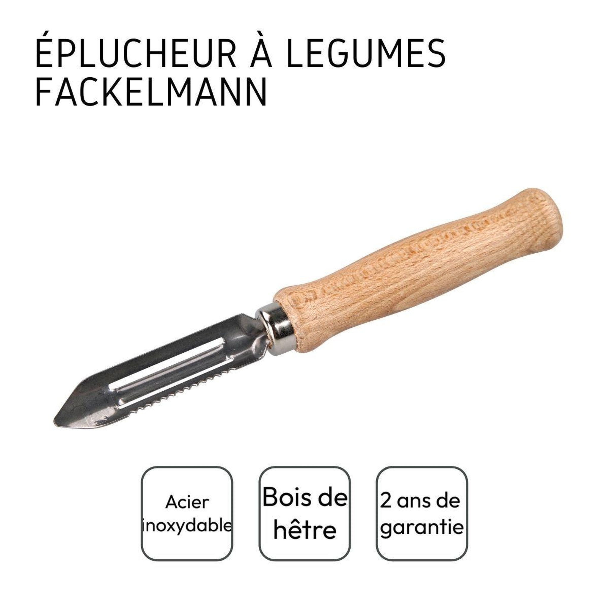 Voir la diapositive 4 : Fackelmann Eplucheur à légumes type économe 16 cm fackelmann wood edition