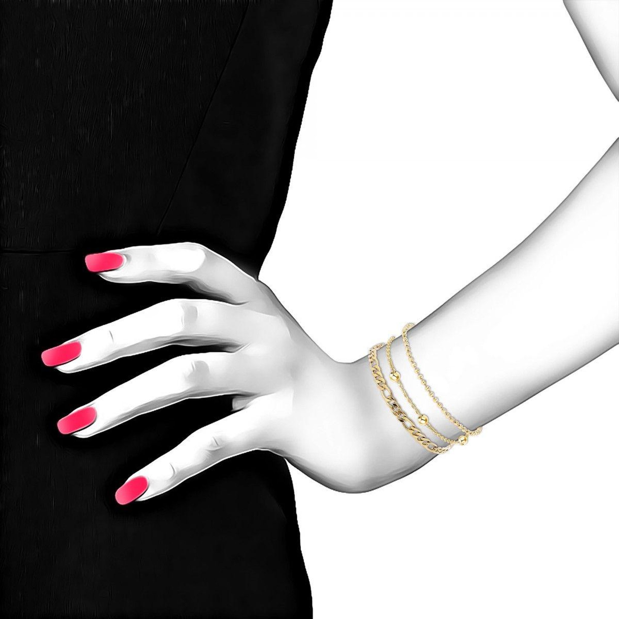 Voir la diapositive 3 : SC BOHEME Lot de 3 bracelets SC Bohème en Acier Finement doré