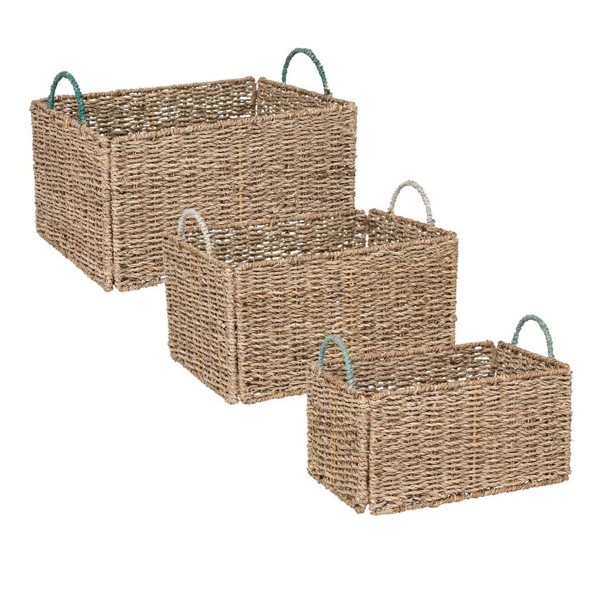 ATMOSPHERA Lot de 3 caisses cagettes déco  palm  38cm beige