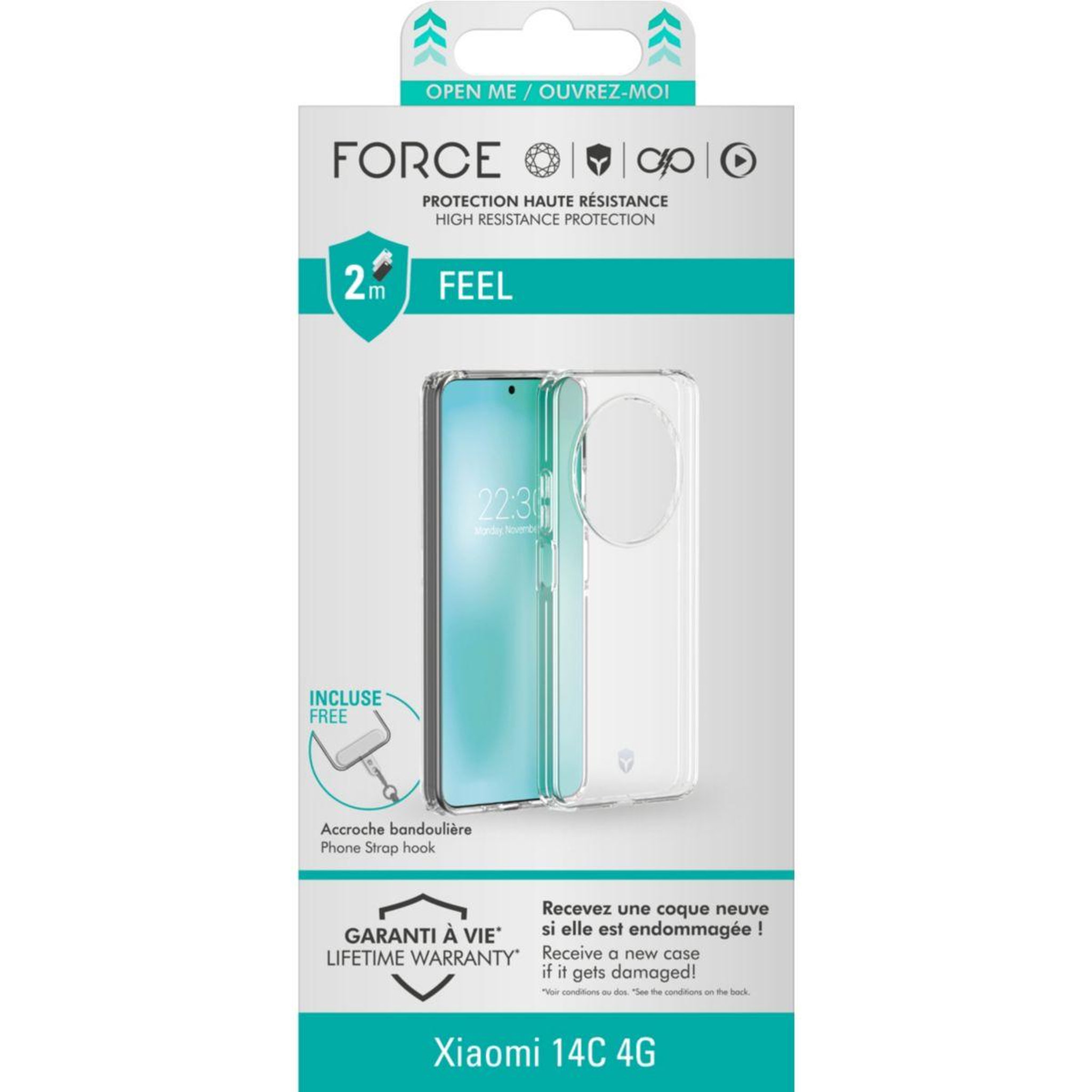 Voir la diapositive 3 : FORCE CASE Coque xiaomi redmi 14c transparente