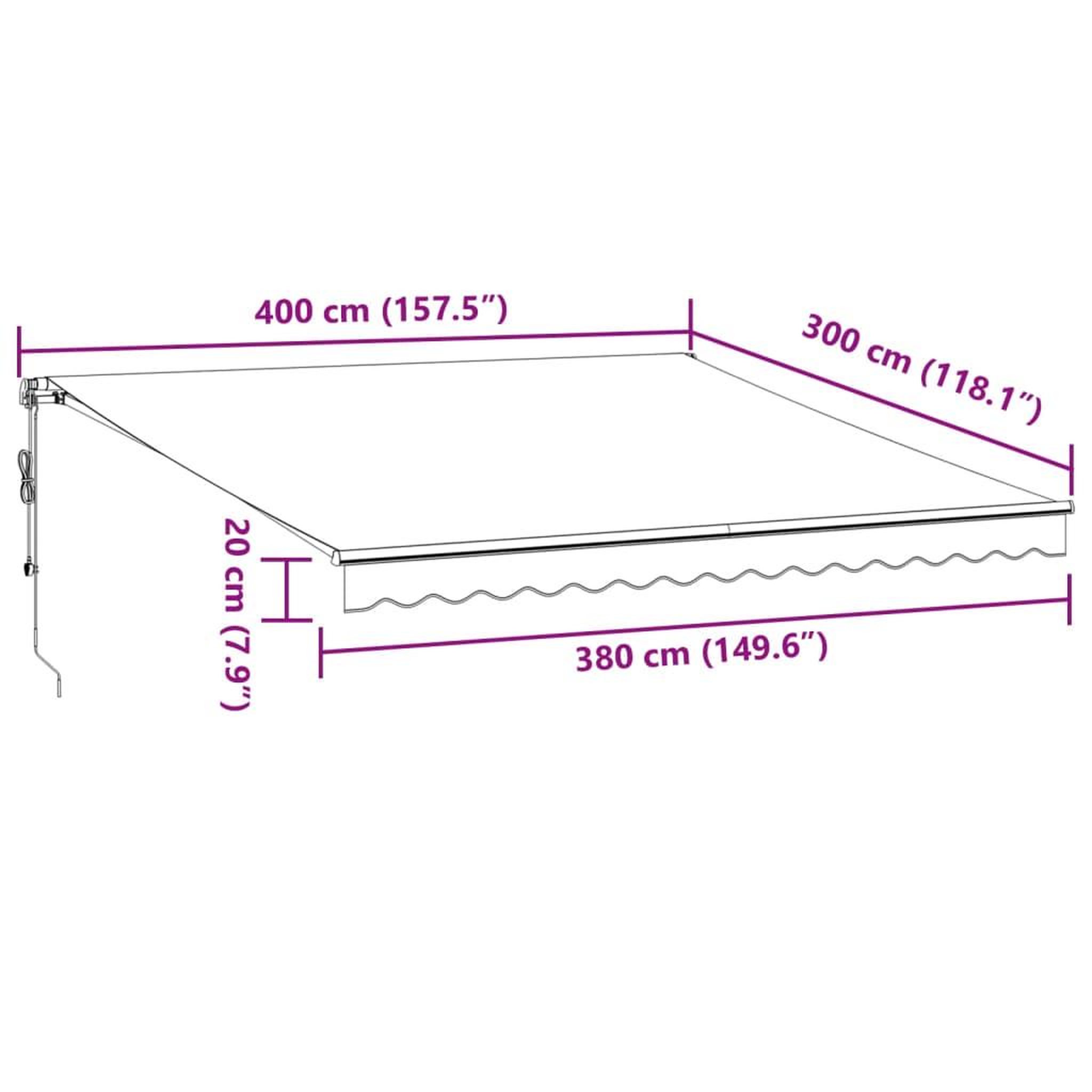Voir la diapositive 6 : VIDAXL Auvent retractable automatique avec LED bordeaux 400x300 cm