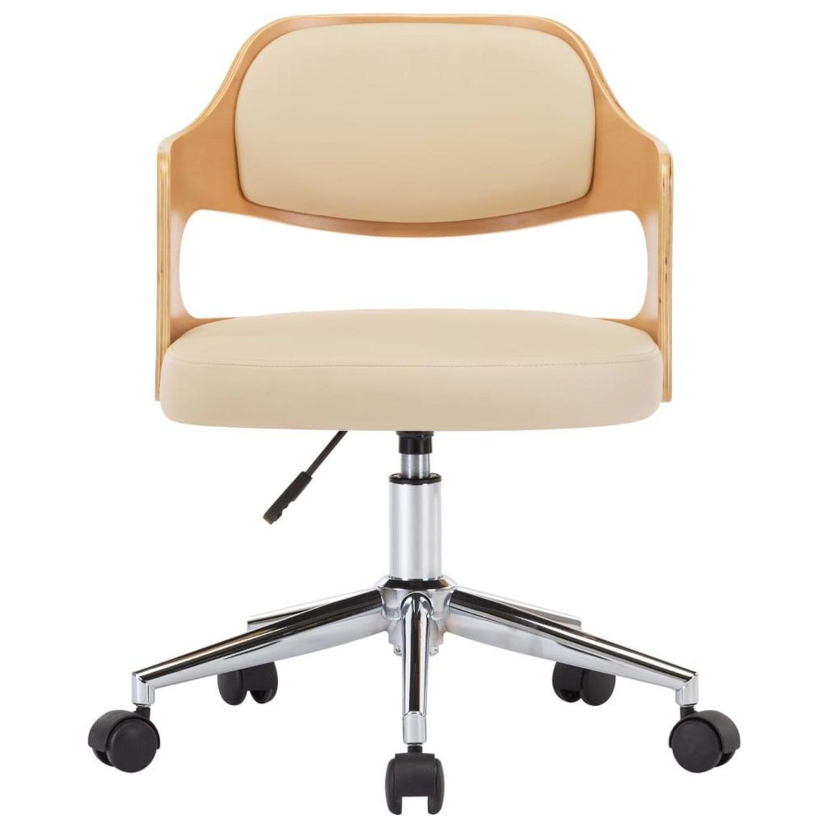 VIDAXL Chaise pivotante de bureau Creme Bois courbe et similicuir