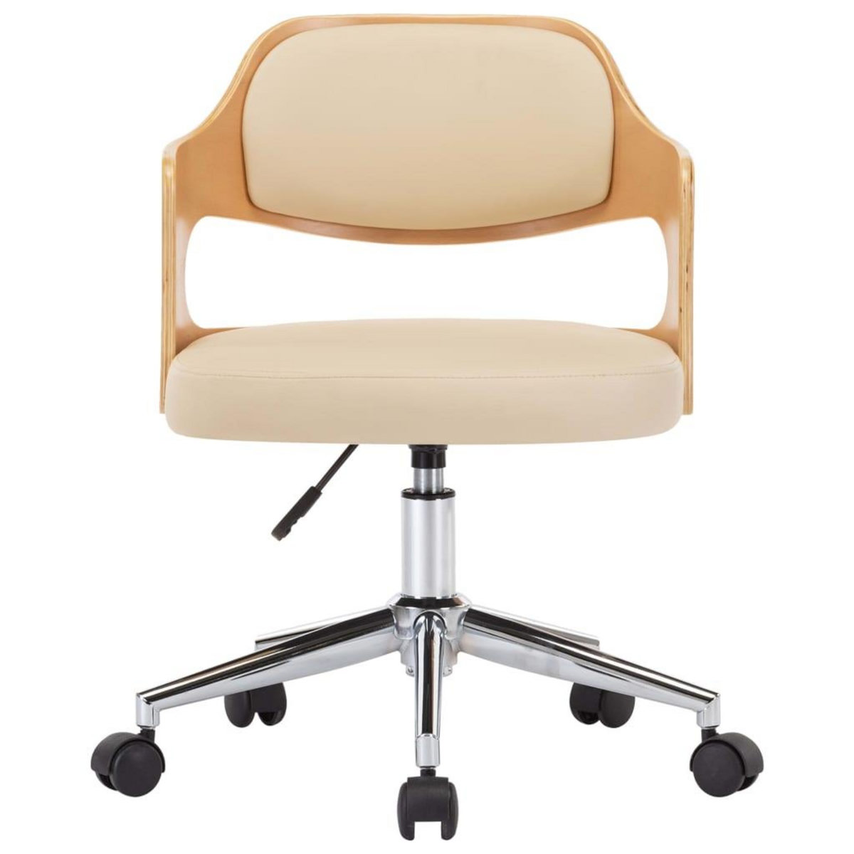 VIDAXL Chaise pivotante de bureau Creme Bois courbe et similicuir