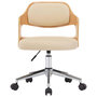 Voir la diapositive 3 : VIDAXL Chaise pivotante de bureau Creme Bois courbe et similicuir