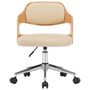 Voir la diapositive 3 : VIDAXL Chaise pivotante de bureau Creme Bois courbe et similicuir