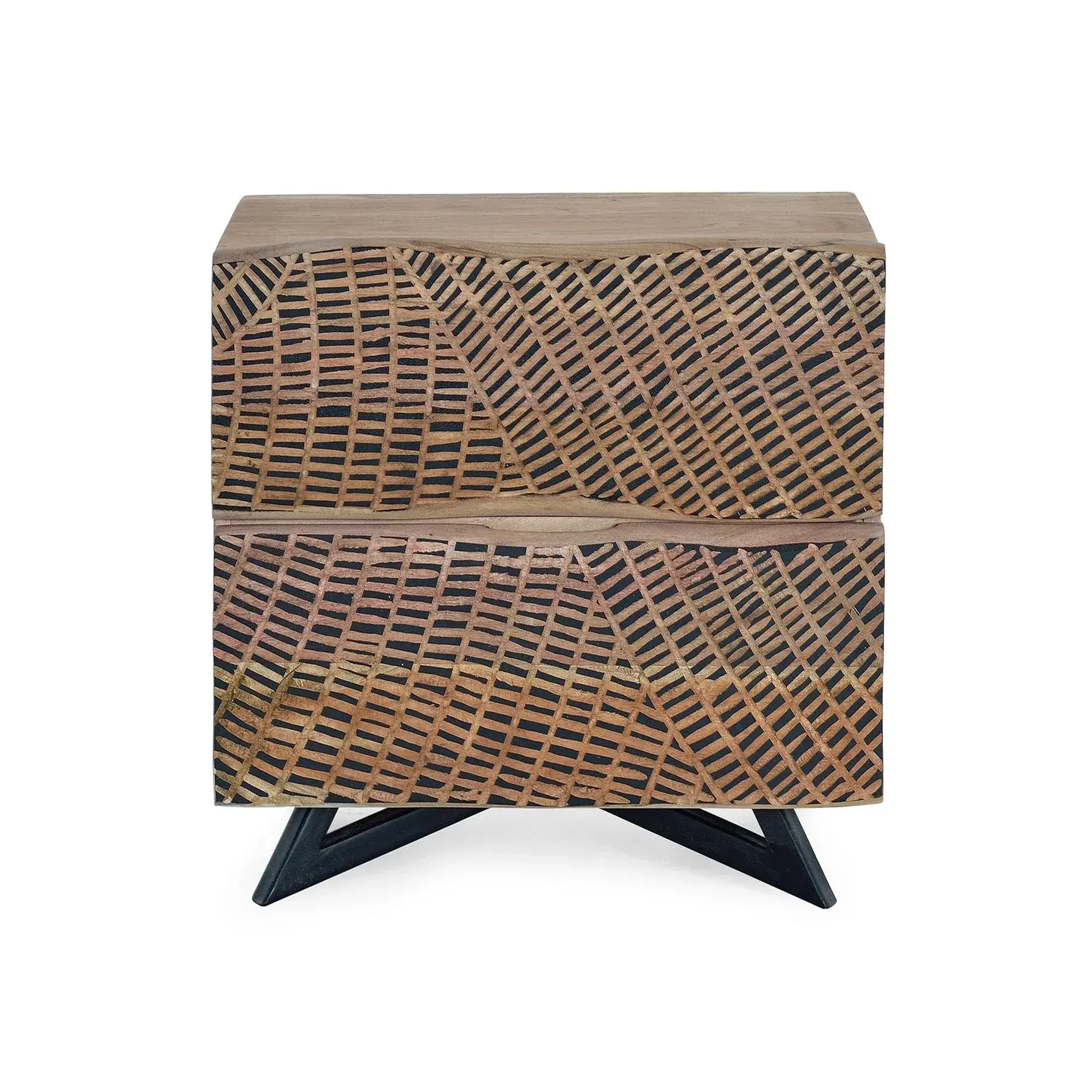 GINER Y COLOMER SL Table de chevet en bois d'acacia 57 cm style rustique moderne