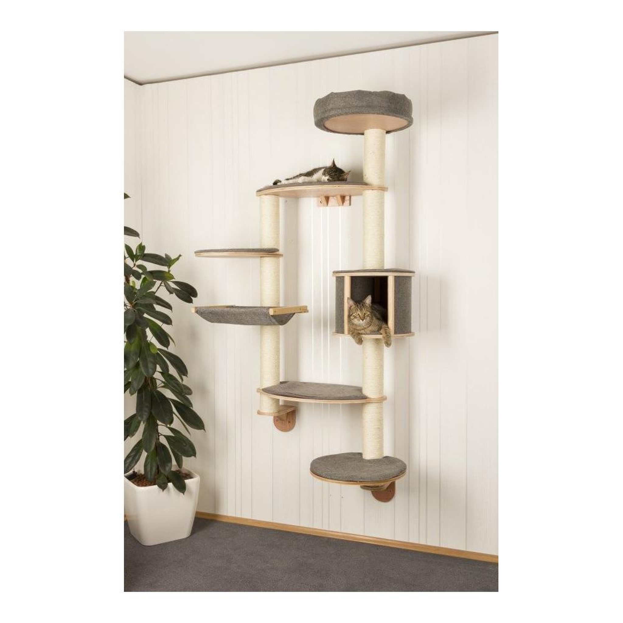 Voir la diapositive 2 : KERBL Arbre a chat mural - H. 185 cm - Dolomit XL Tofana - KERBL - Gris