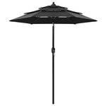 VIDAXL Parasol de jardin a 3 niveaux avec mat en aluminium noir