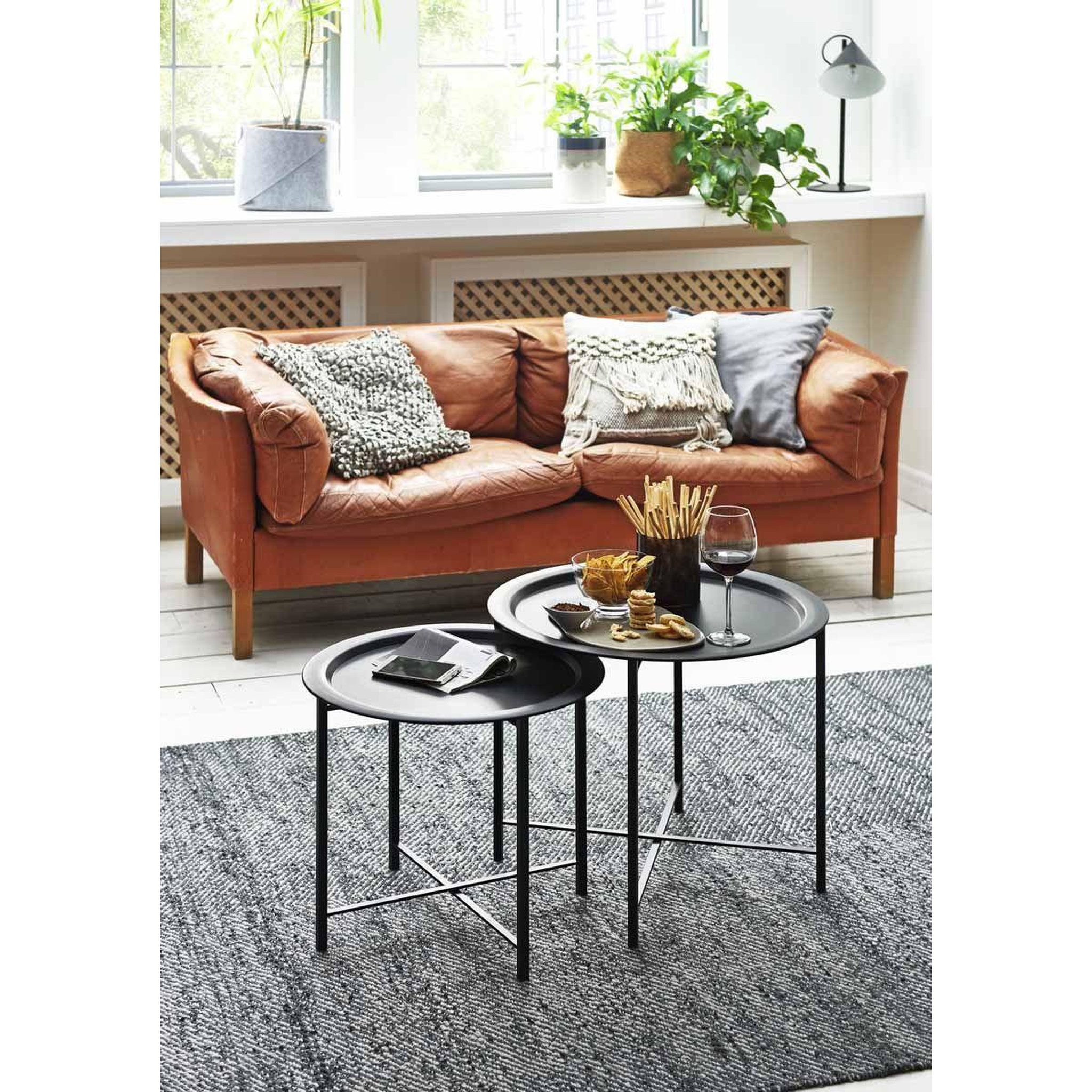 Voir la diapositive 2 : Paris Prix Lot de 2 Tables d'Appoint Design  Gabin  62cm Noir