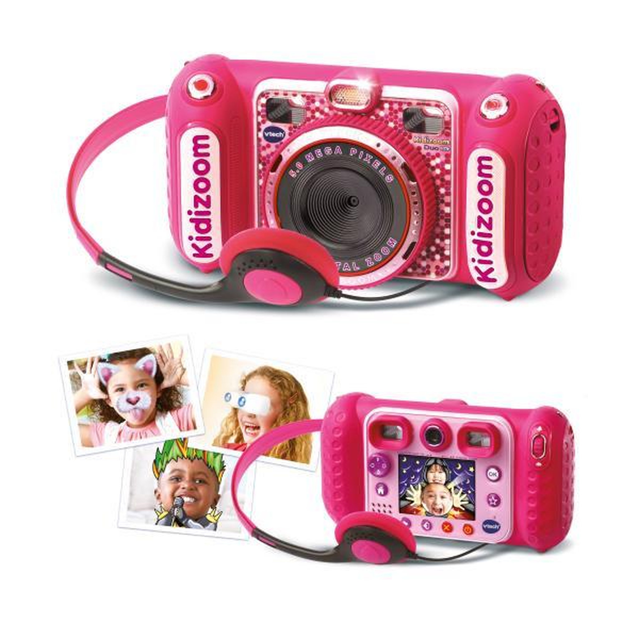 VTECH Appareil photo enfant - VTECH - Kidizoom Duo DX Rose - 75 filtres dynamiques - 5 jeux en réalité augmentée