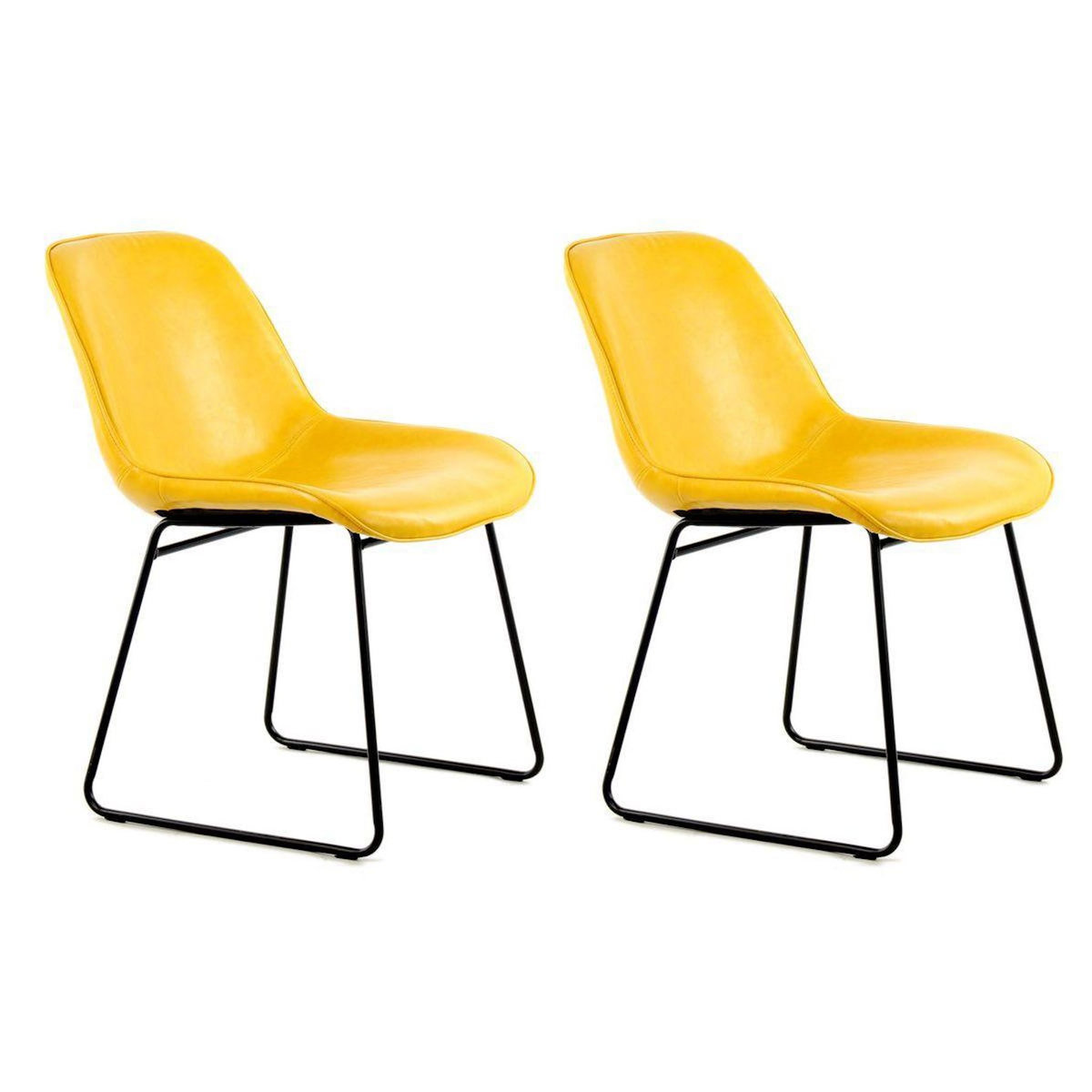 Paris Prix Lot de 2 Chaises Design  Cora  81cm Jaune