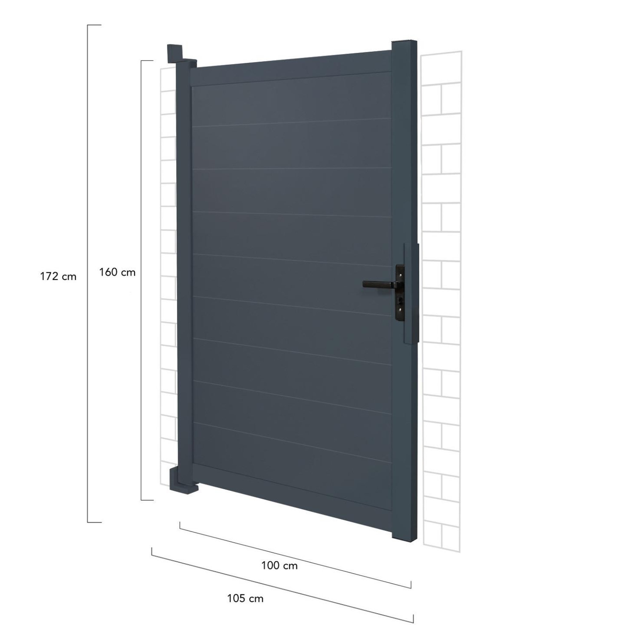 Voir la diapositive 4 : ID MARKET Portillon 100x160 cm en aluminium gris anthracite