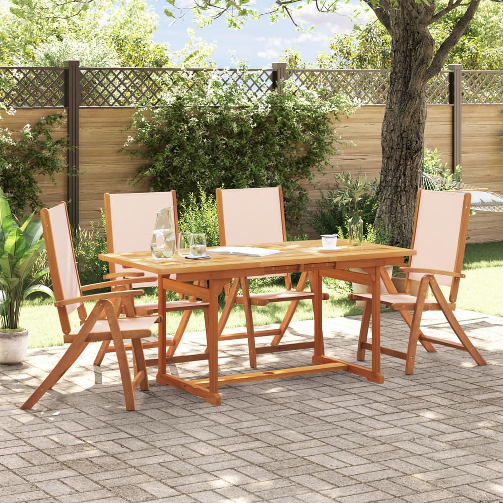 VIDAXL Ensemble a manger de jardin 5pcs bois d'acacia solide textilene