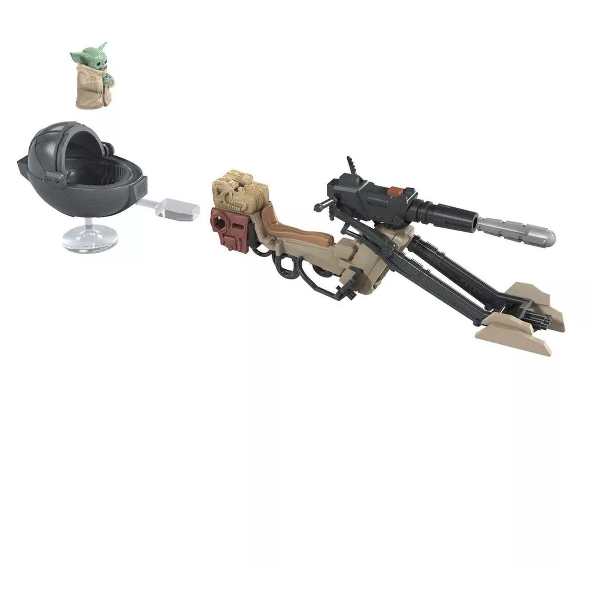 Voir la diapositive 2 : HASBRO Mission Fleet The Mandalorian avec sa spider bike et Grogu Star Wars 