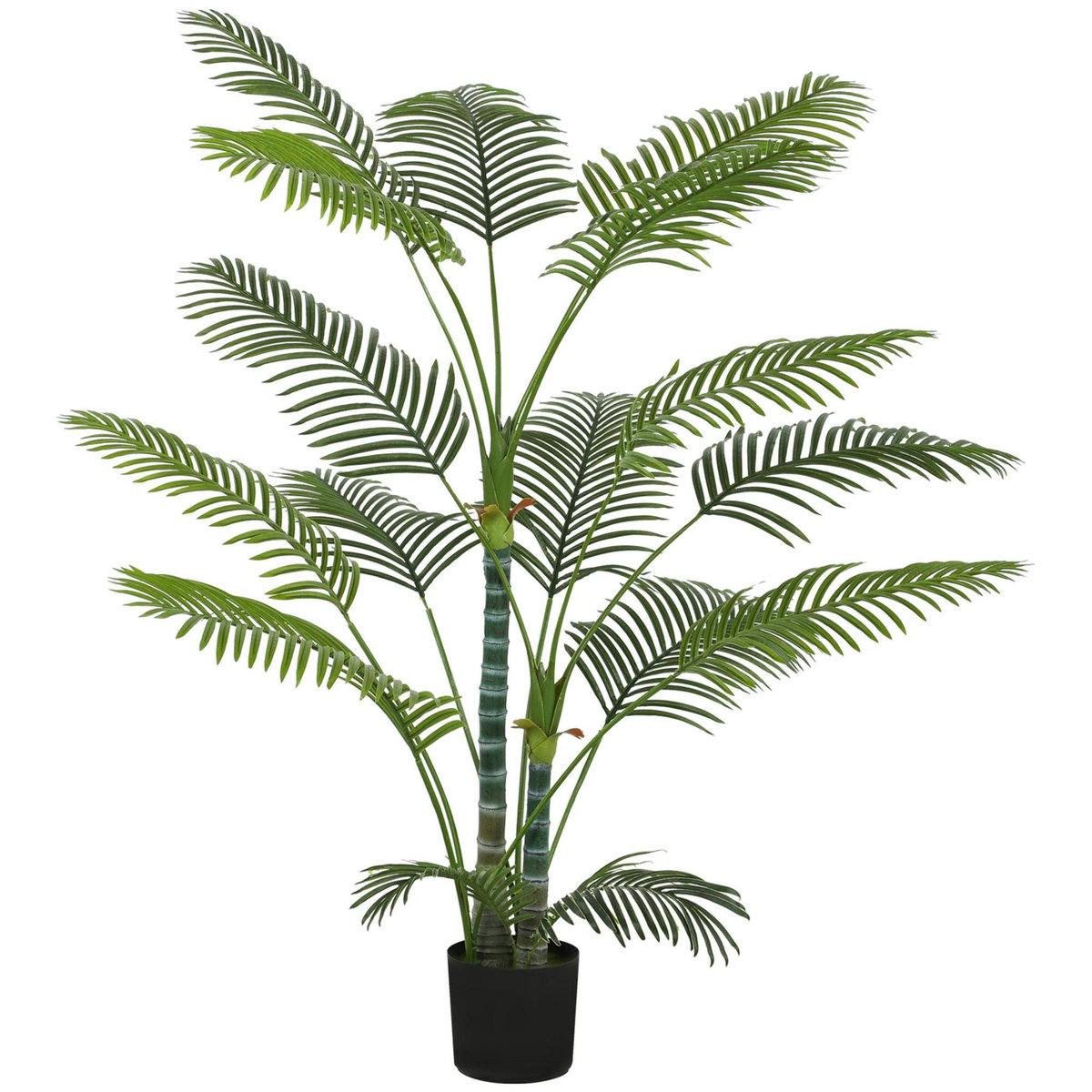 HOMCOM Palmier artificiel - plante artificielle H.175cm - 4 pieds 16 feuilles grand réalisme - pot inclus