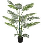 HOMCOM Palmier artificiel - plante artificielle H.175cm - 4 pieds 16 feuilles grand réalisme - pot inclus